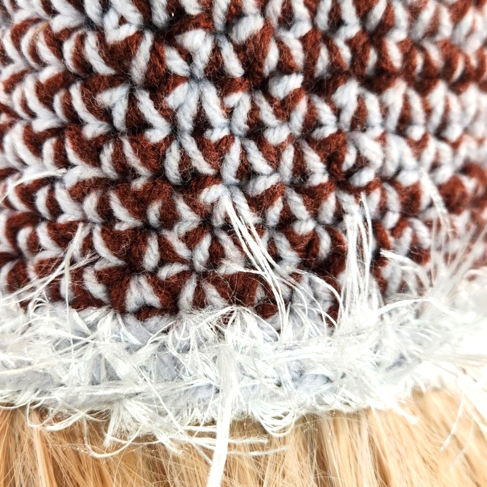 Hand knit woolen fringe hat OSFM - Picture 6 of 13